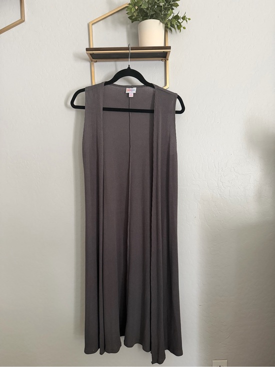 LuLaRoe Tops - LuLaRoe Ribbed Sleeveless Open Front Duster Cardigan in Charcoal